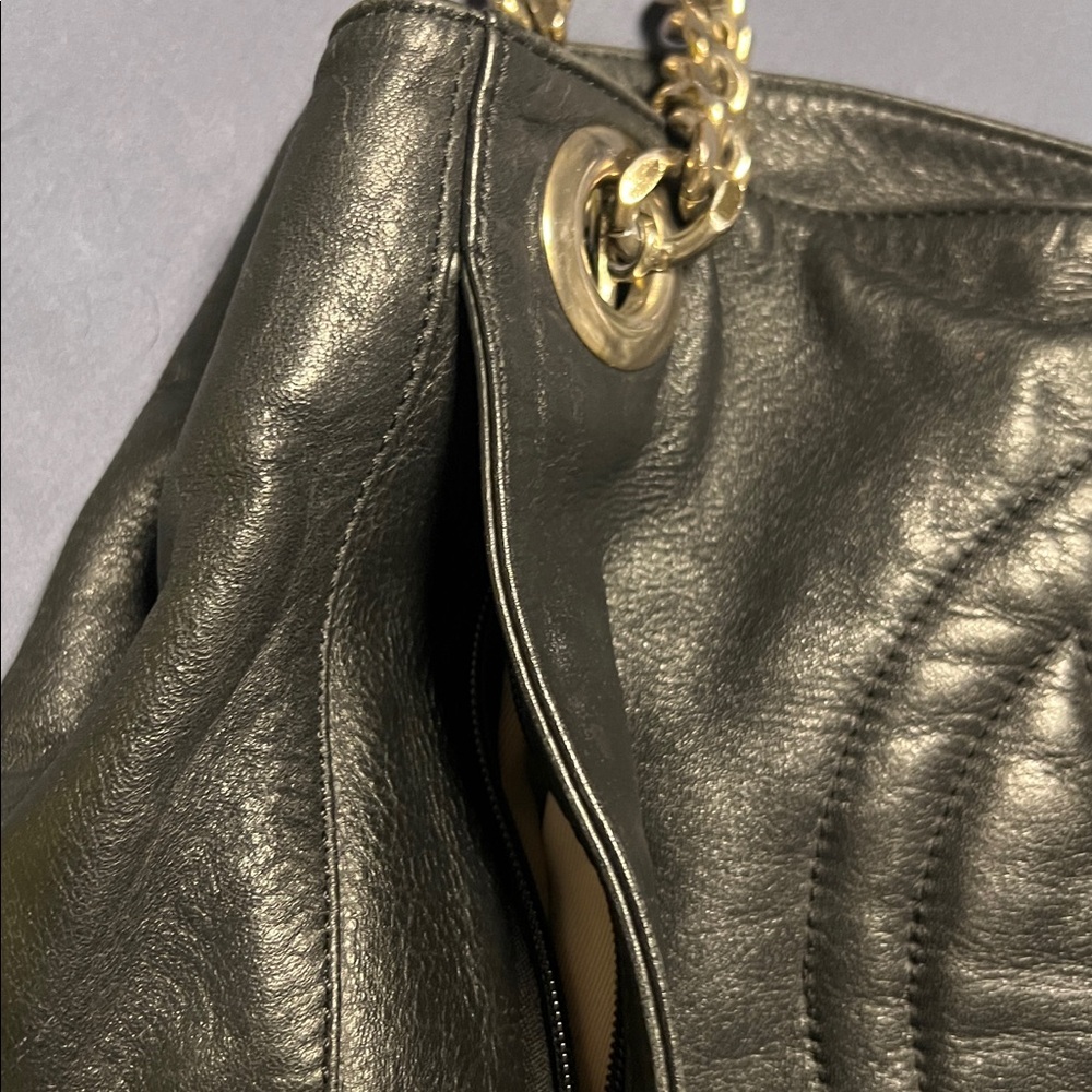 Valentino Black Leather Bag Tote with Silver Chain Straps Mario soft and slouchy - Picture 6 of 16